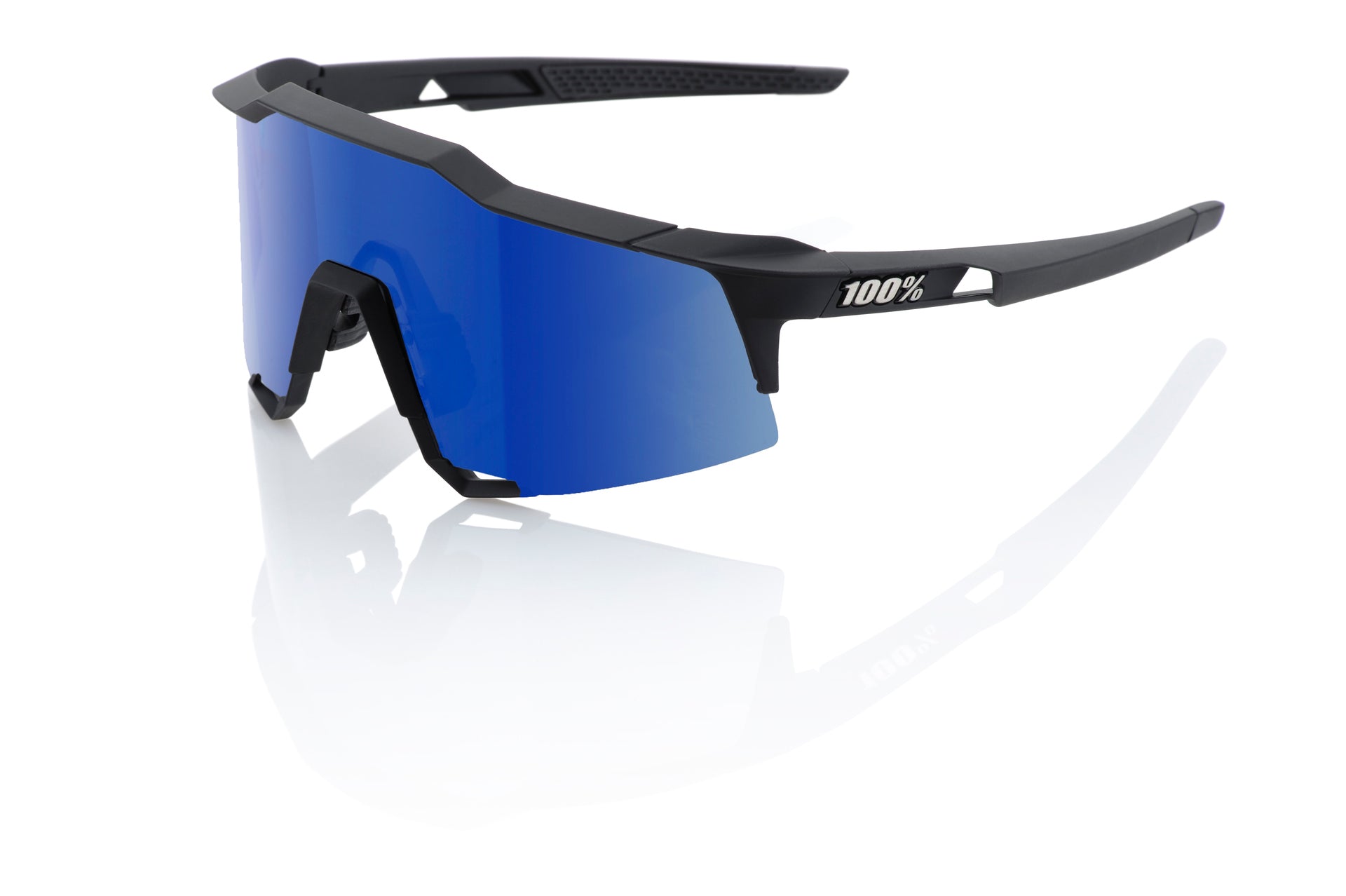 100% Speedcraft Matte Black_Hiper Blue Mirror Lens