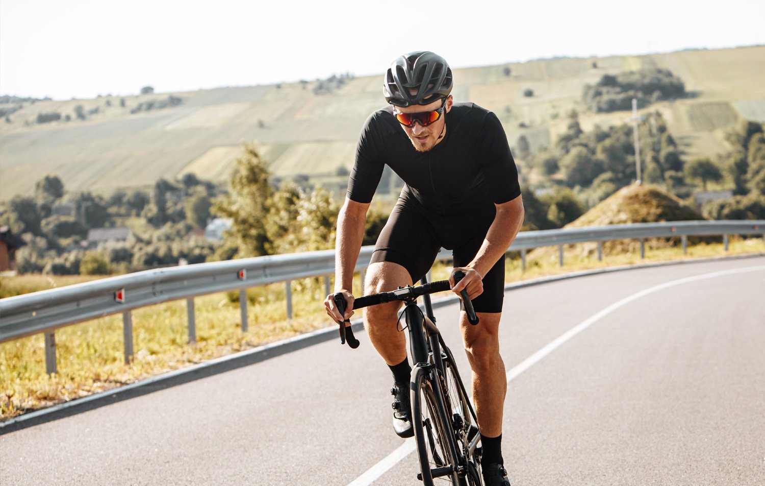 Image of Cyclist wearing prescription cycling sunglasses