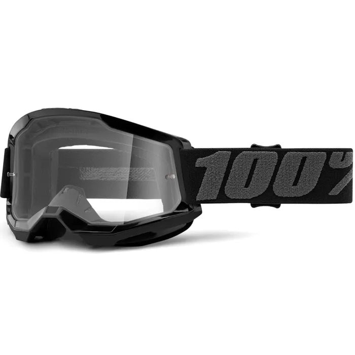 100% Strata 2 MX Goggle Black_Clear Lens