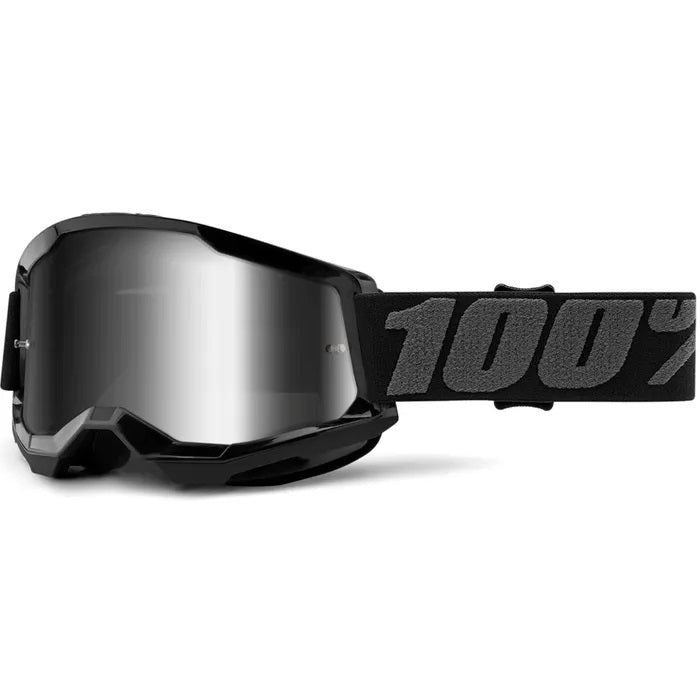 100% Strata 2 MX Goggle Black_Silver Mirror Lens