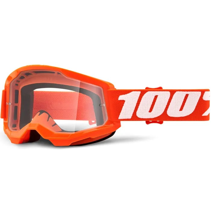 100% Strata 2 MX Goggle Orange_Clear Lens
