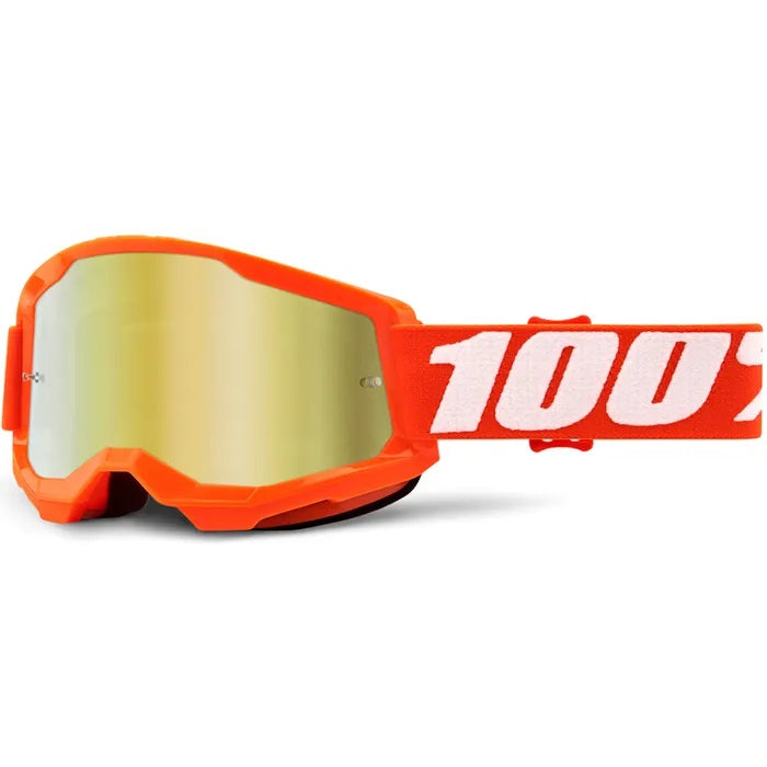 100% Strata 2 MX Goggle Orange_Gold Mirror Lens