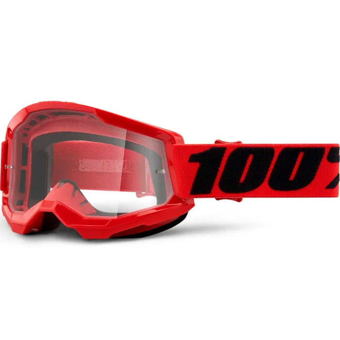 100% Strata 2 MX Goggle Red_Clear Lens